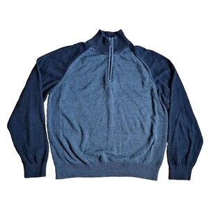 VTG Calvin Klein Mens XL Gray Black Pullover Sweater Letterman Style Zip Comfy